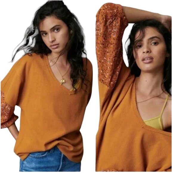 Anthropologie Tops - ANTHROPOLOGIE Annette Thermal Waffle Knit/Floral Top - Small